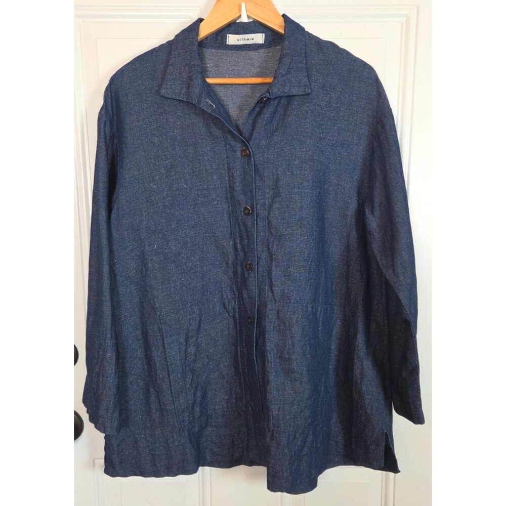 Vitamin Button-Up Tunic Top Size M Lagenlook Made in the USA